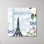  Franse Butterflies en Rozen Canvas Afdruk (Voorkant)