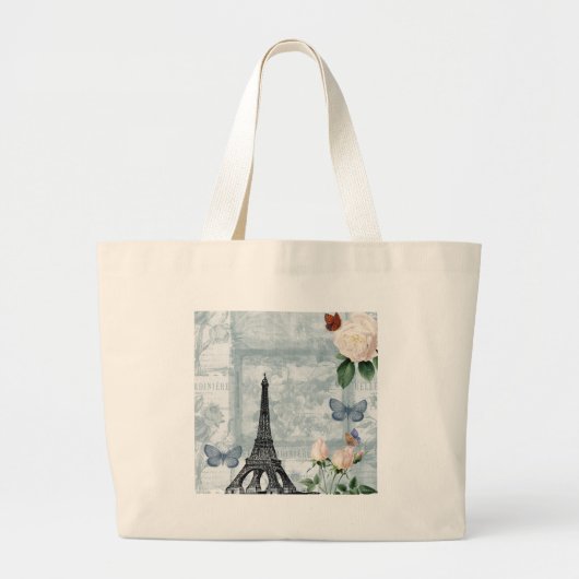  Franse Butterflies en Rozen Grote Tote Bag (Voorkant)