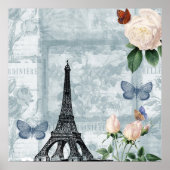  Franse Butterflies en Rozen Poster (Voorkant)