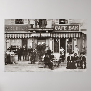 Franse café bar street scene poster