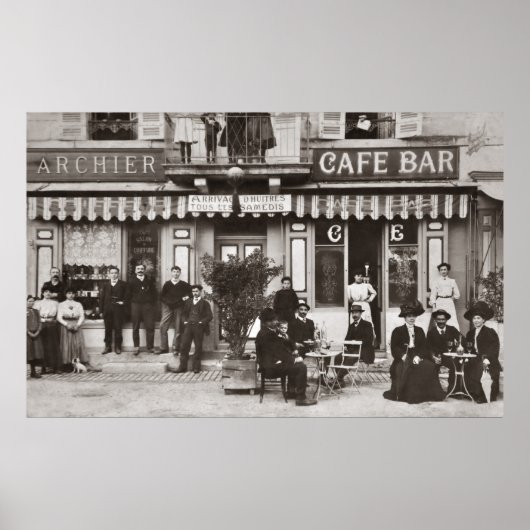 Franse café bar street scene poster (Voorkant)