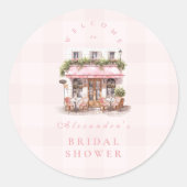 Franse Café Bruidsmeisjes Bruiloftsfeest Ronde Sticker (Voorkant)