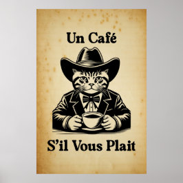  Franse Cafe Cat Cowboy Coffee Art Decor Poster