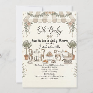 Franse Café Oh Baby Paris Bistro baby shower Kaart
