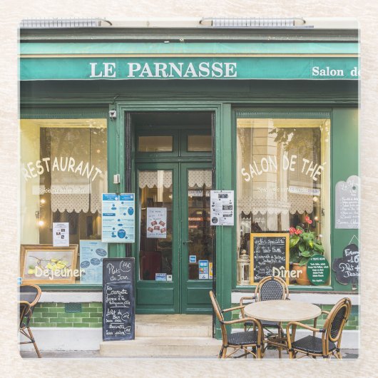 Franse cafés: Versailles gezellige scene. Glazen Onderzetter (Voorkant)
