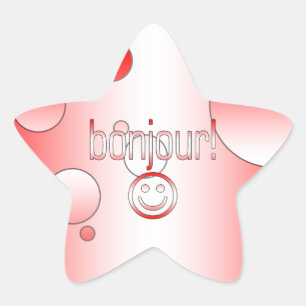 Franse Canadese Gifts Hallo Bonjour Face Ster Sticker