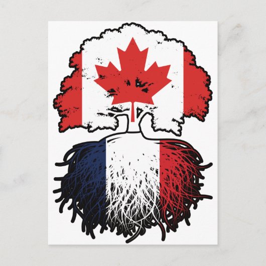 Franse Canadese vlag voor boomstammen in Canada Briefkaart (Voorkant)