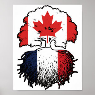 Franse Canadese vlag voor boomstammen in Canada Poster