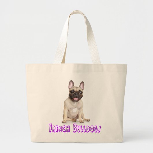 Franse Canvas tas met bulledog Puppy Dog Beach (Voorkant)