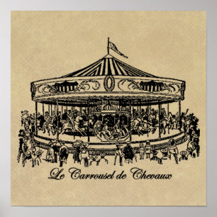 Franse carrouselpaarden Apparel en Gifts Poster