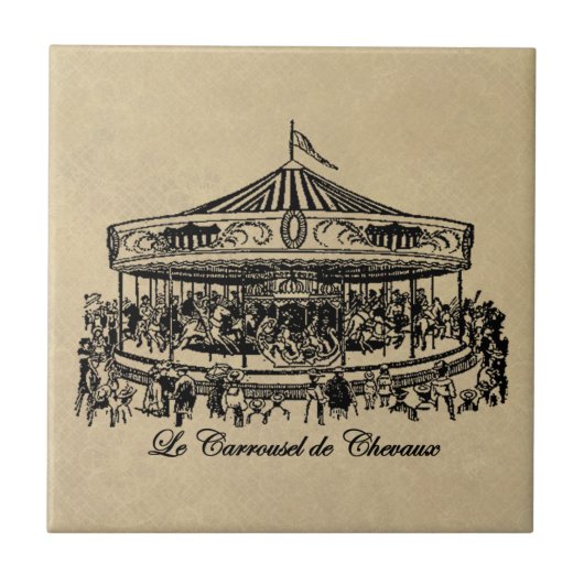 Franse carrouselpaarden Apparel en Gifts Tegeltje (Voorkant)