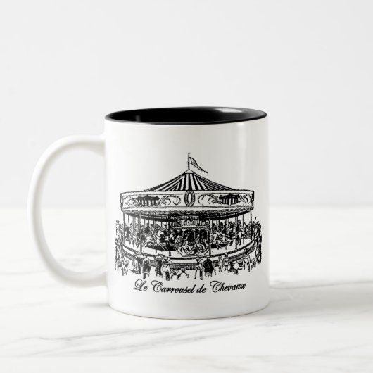 Franse carrouselpaarden Apparel en Gifts Tweekleurige Koffiemok (Links)