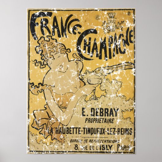 Franse Champagne-1899 - zwaar getroffen Poster (Voorkant)