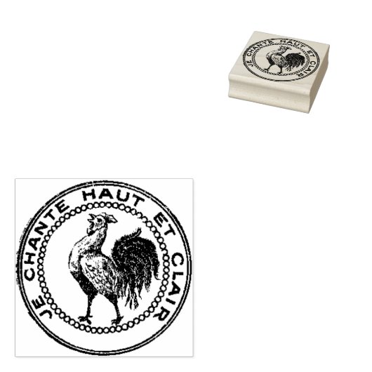  Franse Chanticleer Rooster Haut et Clair Rubberstempel (Gestempeld)