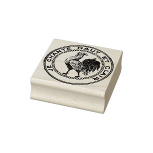 Franse Chanticleer Rooster Haut et Clair Rubberstempel