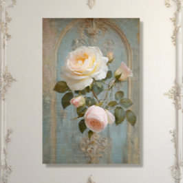 Franse Chateau Blauw Roze Bloemen Decoupage Tissuepapier