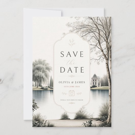 Franse Château Geheime Tuin Bruiloft  Save The Date (Voorkant)