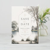Franse Château Geheime Tuin Bruiloft  Save The Date (Staand voorkant)