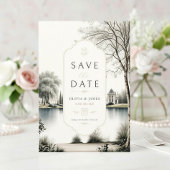 Franse Château Geheime Tuin Bruiloft  Save The Date