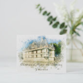 Franse Chateau Middeleeuws Kasteel Frankrijk Water Briefkaart (Staand voorkant)