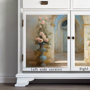 Franse Chateau Rozen Binnenplaats Blauw Roze Bloem Tissuepapier