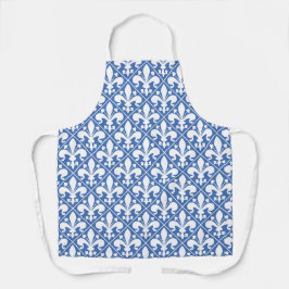 Franse Chef Fleur de Lys Blue en White Frankrijk Schort