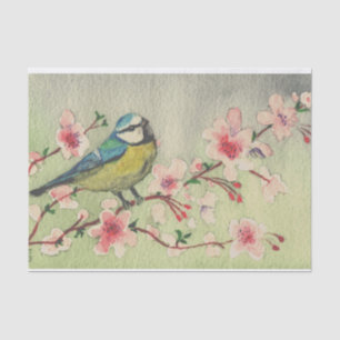 Franse Cherry Blossom Titmouse Decoupage Tissuepapier