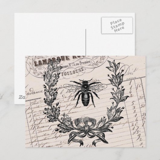  Franse Chic Honey Bee Briefkaart (Voorkant / Achterkant)