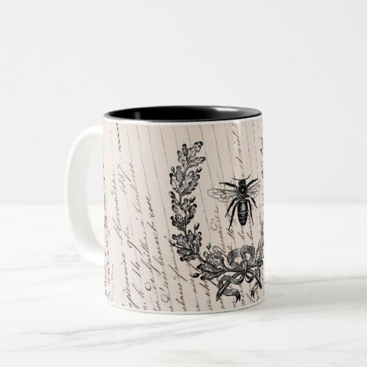  Franse Chic Honey Bee Tweekleurige Koffiemok (Voorkant links)