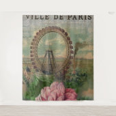 Franse chic, Parijs, rustig, collage, Victoriaans, Wandkleed (Voorkant)