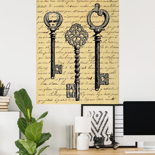  Franse Chic Skeleton Keys Poster (Thuiskantoor)