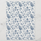 Franse Chinoiserie Bloemenblauw Huwelijk Menu (Achterkant)