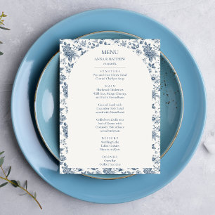 Franse Chinoiserie Bloemenblauw Huwelijk Menu