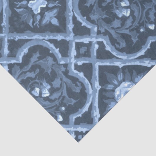 -Franse Chinoiserie Blue Floral-ontbinding Tissuepapier (Detail)