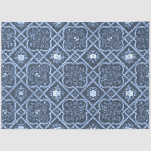 -Franse Chinoiserie Blue Floral-ontbinding Tissuepapier (Voorkant)