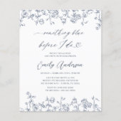 Franse Chinoiserie Iets blauw Vrijgezellenfeest Flyer (Voorkant)