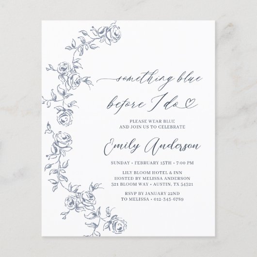 Franse Chinoiserie Iets blauw Vrijgezellenfeest Flyer (Voorkant)