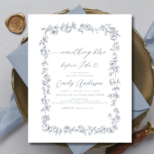 Franse Chinoiserie Iets blauw Vrijgezellenfeest Flyer