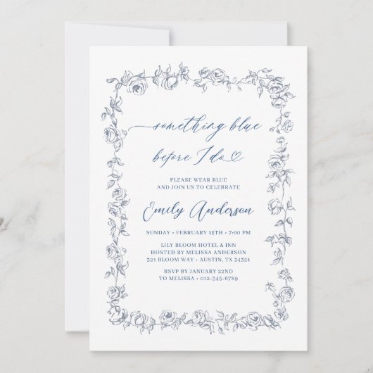 Franse Chinoiserie Iets blauw Vrijgezellenfeest Kaart (Voorkant)