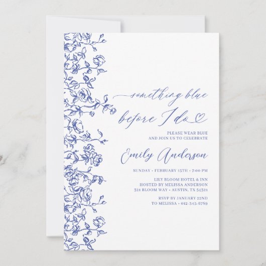 Franse Chinoiserie Iets blauw Vrijgezellenfeest Kaart (Voorkant)