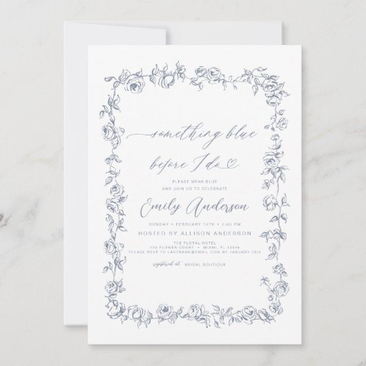 Franse Chinoiserie Iets blauw Vrijgezellenfeest Kaart (Voorkant)