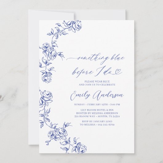 Franse Chinoiserie Iets blauw Vrijgezellenfeest Kaart (Voorkant)