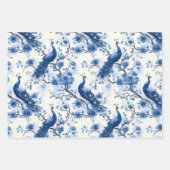 Franse Chinoiserie Peacock Waterverf Inpakpapier Vel (Voorkant 3)