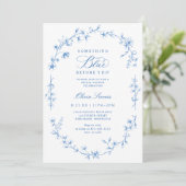 Franse Chinoiserie Something Blue Bruidsfeest Kaart (Staand voorkant)