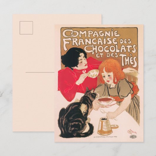 Franse chocolade en  thee Steinlen Poster Briefkaart (Voorkant / Achterkant)