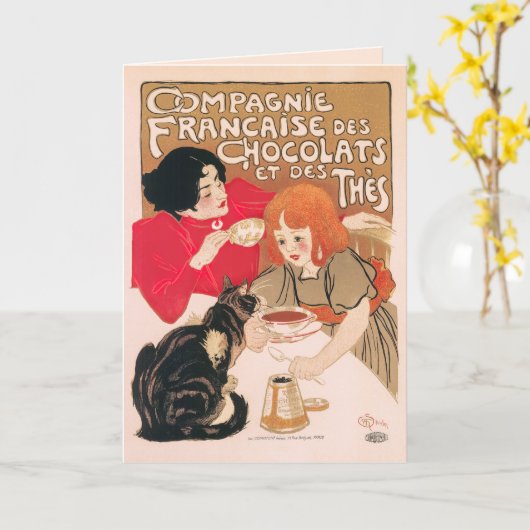 Franse chocolade en  thee Steinlen Poster Kaart (Gele Bloem)