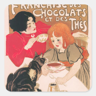 Franse chocolade en  thee Steinlen Poster Vierkante Sticker