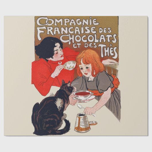 Franse Chocolade Feest Steinlen Kunst Cadeaupapier (Vlak)