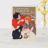 Franse Chocolade Feest Steinlen Kunst Kaart (Gele Bloem)