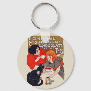 Franse Chocolade Feest Steinlen Kunst Sleutelhanger